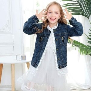 Girl's Jean Jacket With Lace Trim